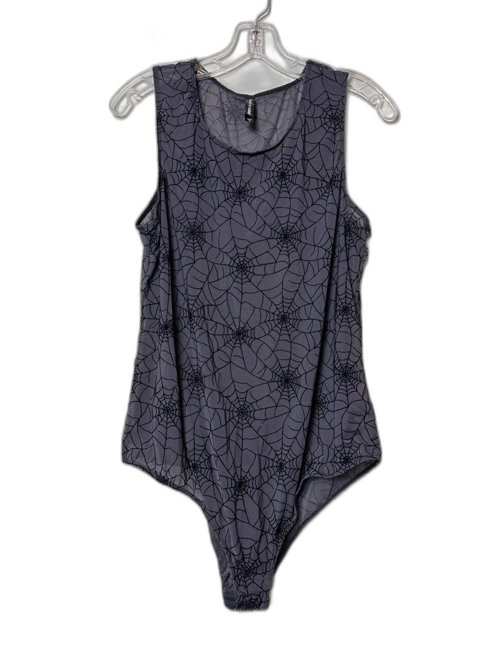 Torrid Curve Sheer Spiderweb Print Bandeau Sleeveless Bodysuit Gray Halloween 2X
